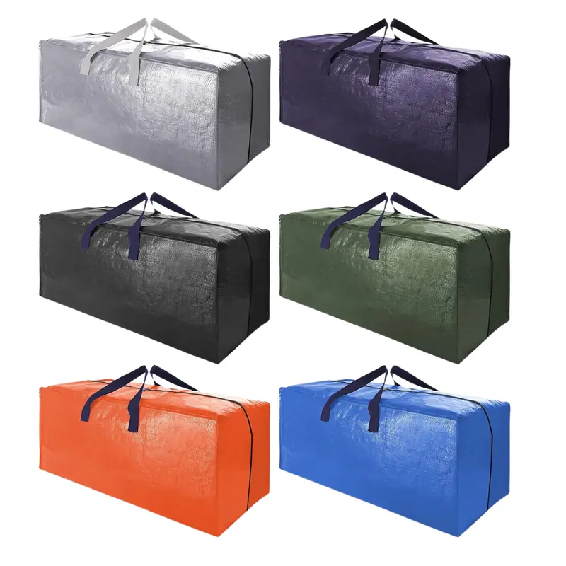 Set Of 6 Heavy Duty Extra Large Zippered Moving Bags W/ Straps 1