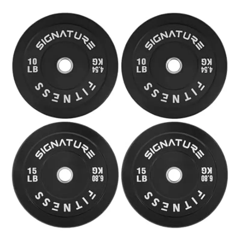 Signature Fitness 2" Olympic Bumper Plate Weight Plates With Steel Hub 1