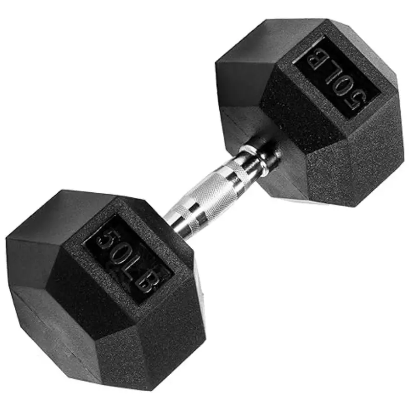 Signature Fitness Fitvids Rubber Encased Hex Dumbbell (50Lbs Single) 1