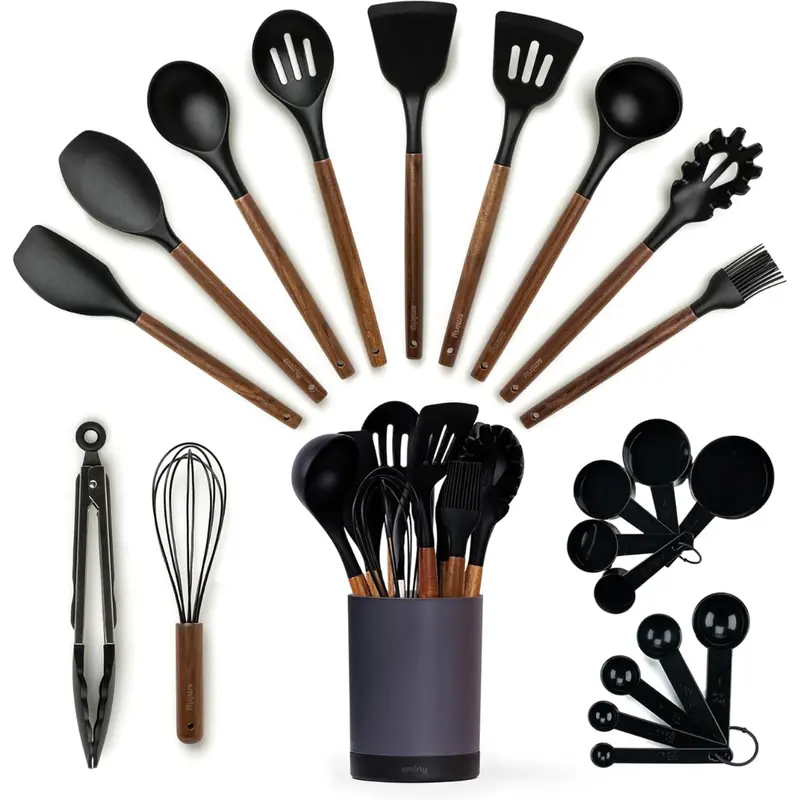 Silicone Kitchen Nonstick Utensils Cooking Tool Set With Holder 1