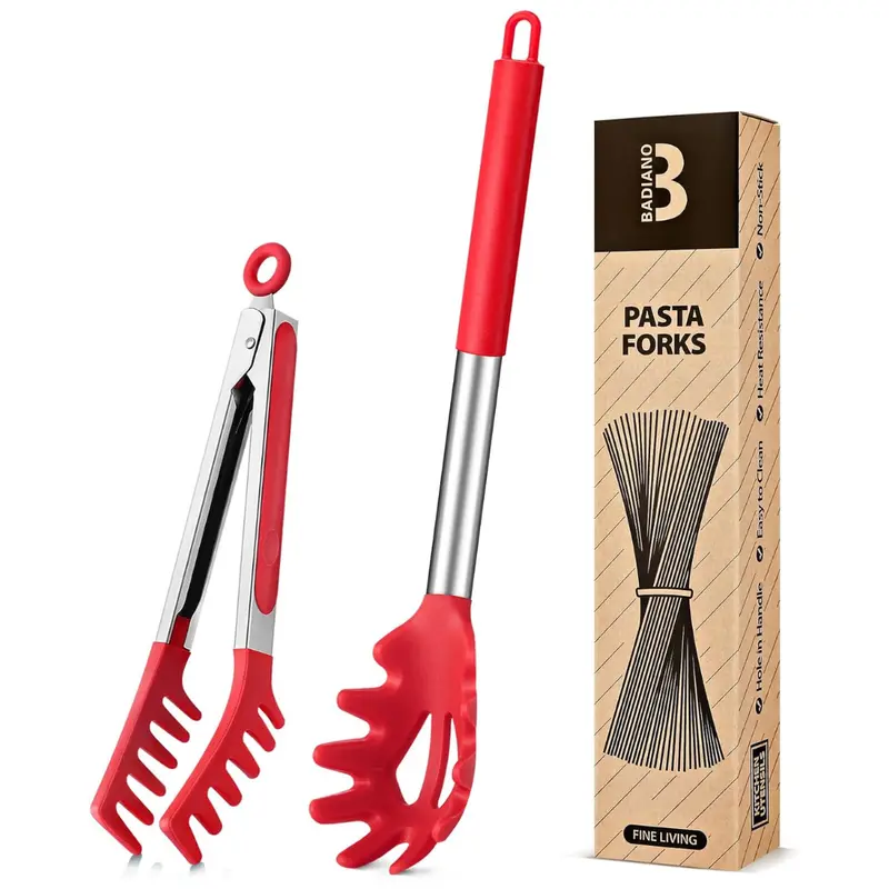Silicone Pasta Spoon And Tong Set 1