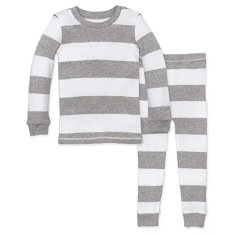 Size 2 Heather Grey Rugby Stripes Pajamas 1