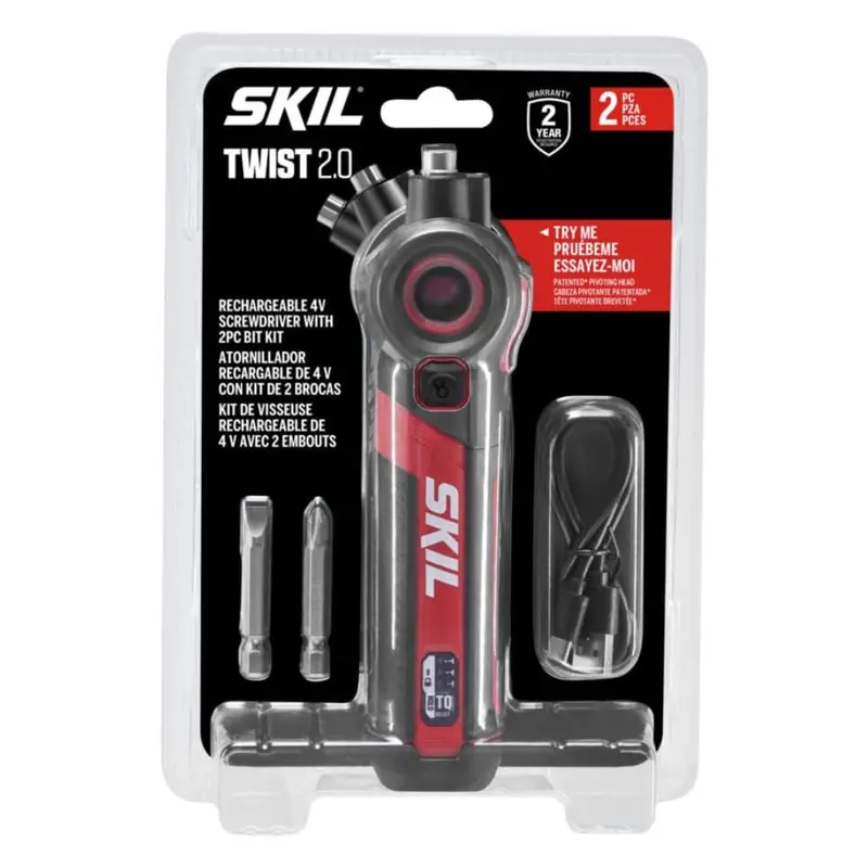 Skil Twist 2.0 Rechargeable 4V Screwdriver W/ Pivoting Head & 2-Piece Bit Set 1
