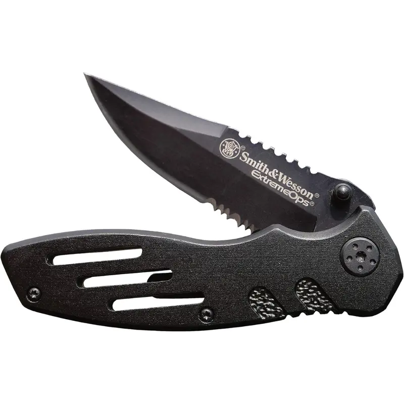 Smith & Wesson 7.1" Folding Knife With Serrated Clip Point Blade 1