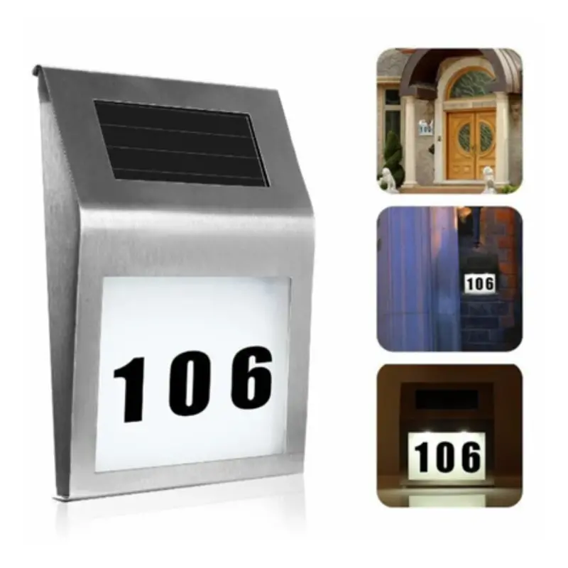 Solar Led Address Sign House Number Light With White Leds 1