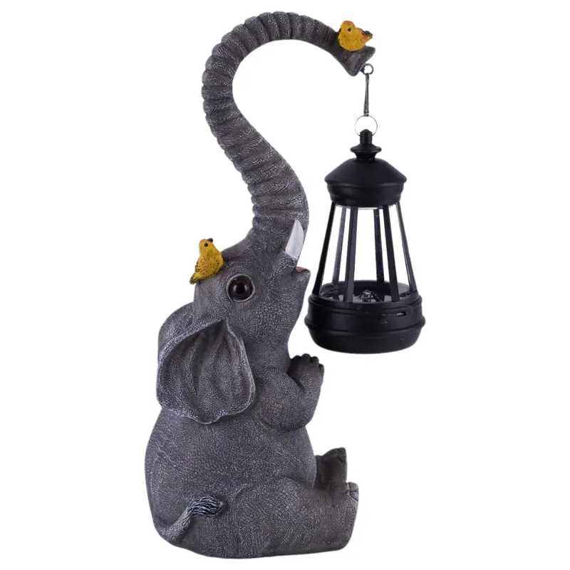Solar Outdoor Garden Decor Elephant Statues Lights 1
