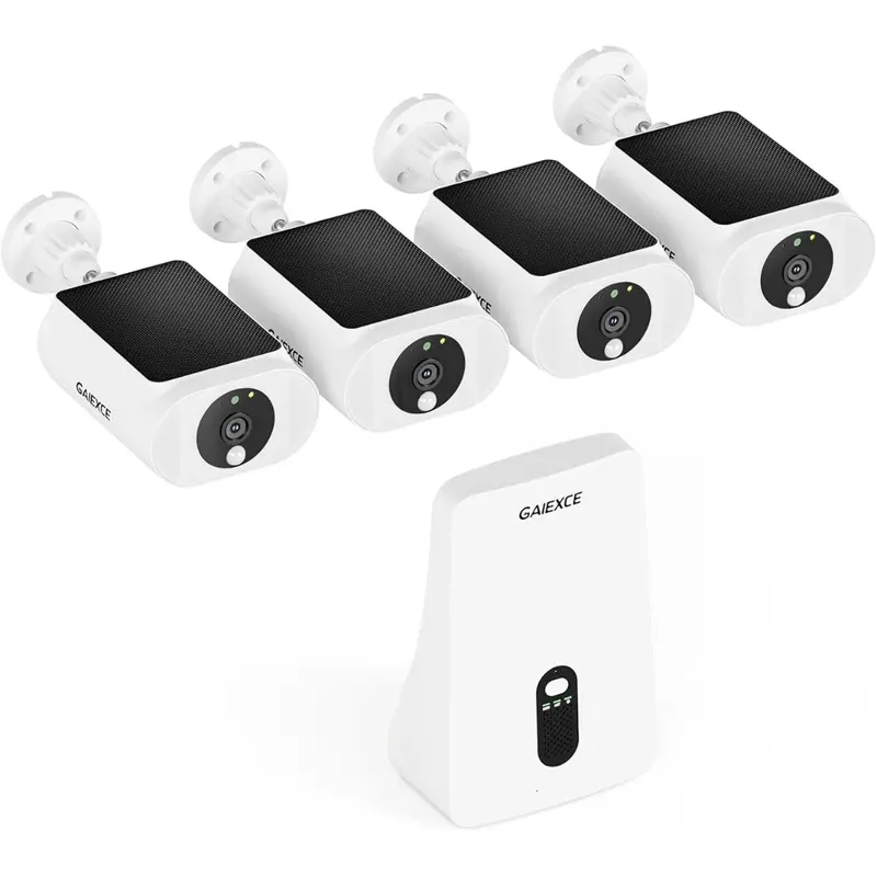 Solar-Powered Outdoor Security Cameras 4-Cam Kit 1
