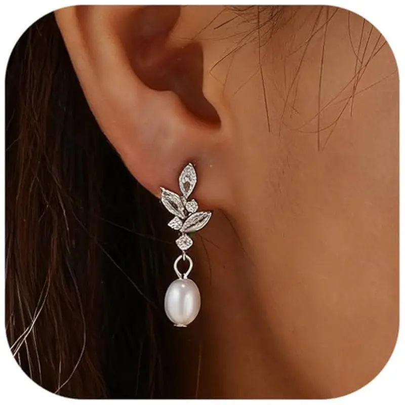 Solistra Women's Diamond & Pearl Dangle Drop Earrings (Various) 1