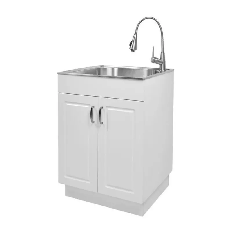 Stainless Steel Sink Cabinet With Faucet (24" W X 21" D X 34" L) 1