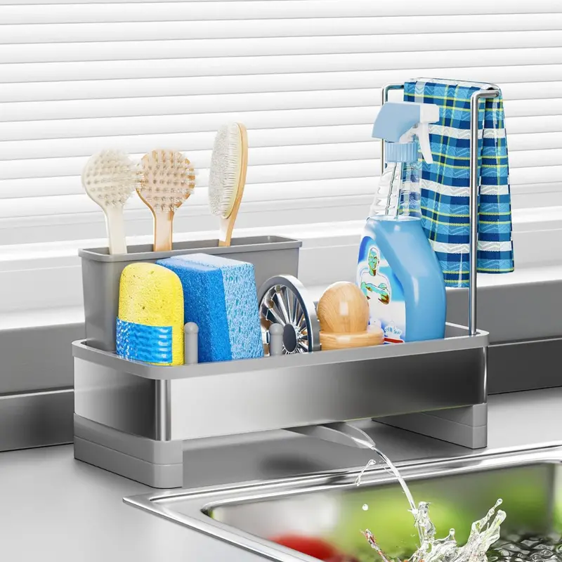 Stainless Steel Sink Caddy & Sponge Holder (2 Colors) 1