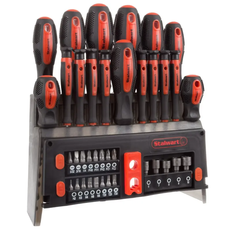 Stalwart 39-Piece Magnetic Screwdriver Set Tool Kit With Storage Rack 1