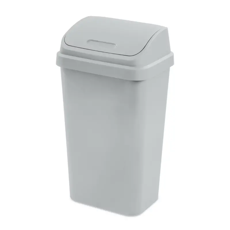 Sterilite 13 Gallon Plastic Garbage Bin With Swing Top Lid 1