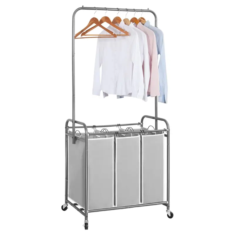 Storage Maniac 136L Laundry Sorter With Hanging Bar 1