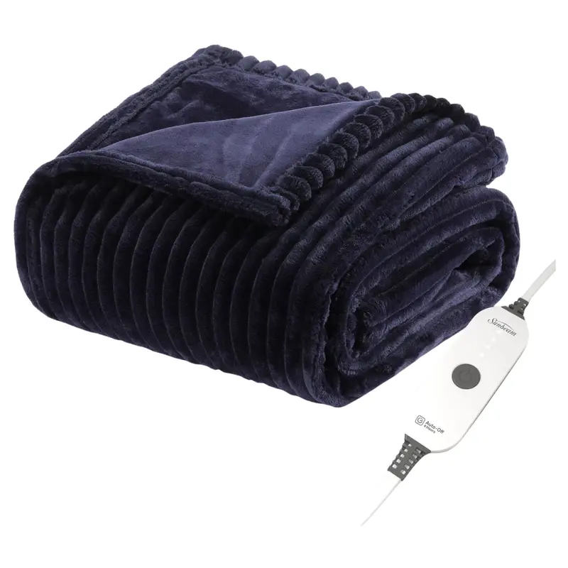 Sunbeam 50" X 60" Royal Posh Velvet Heated Throw Electric Blanket 1