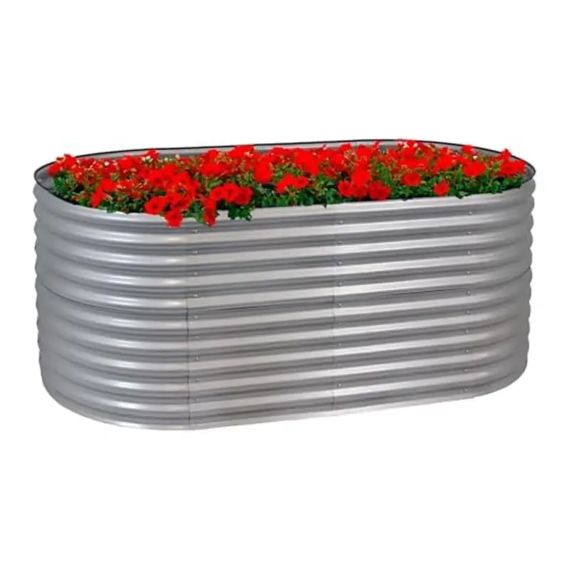 Sunnydaze 79" Oval Stackable Outdoor Raised Garden Bed 1