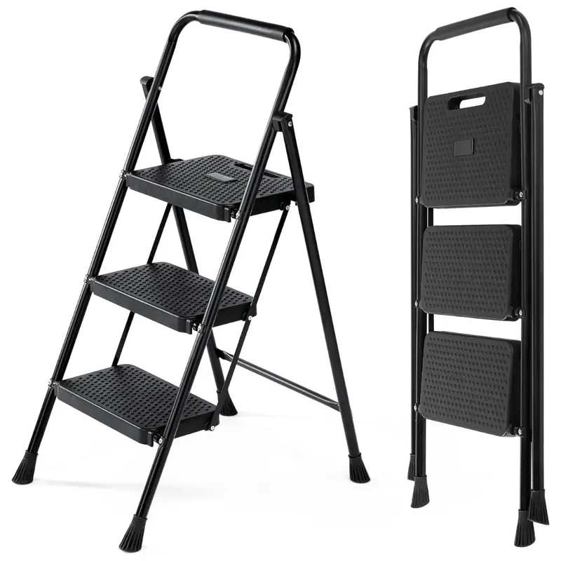 Sweetcrispy 3 Step Ladder Folding Step Stool (800Lbs Sturdy) 1