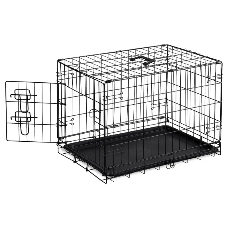 Sweetcrispy 30" Portable Foldable Metal Single Door Dog Crate W/ Secure Lock 1