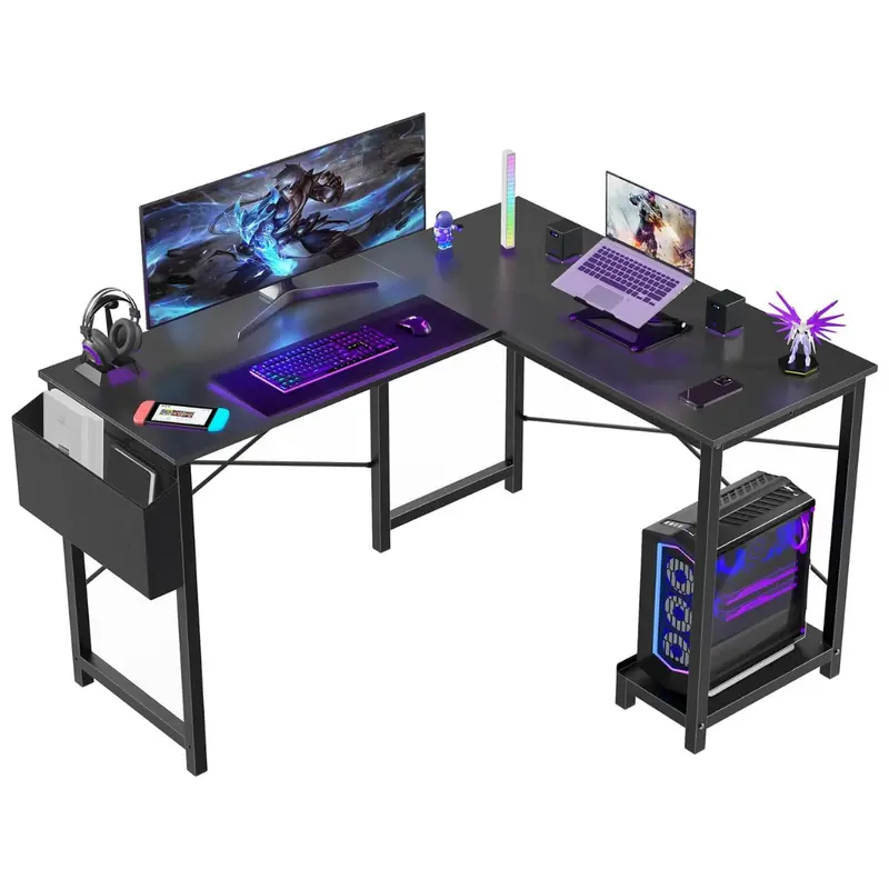 Sweetcrispy 50" L Shaped Computer Desk (Black) 1