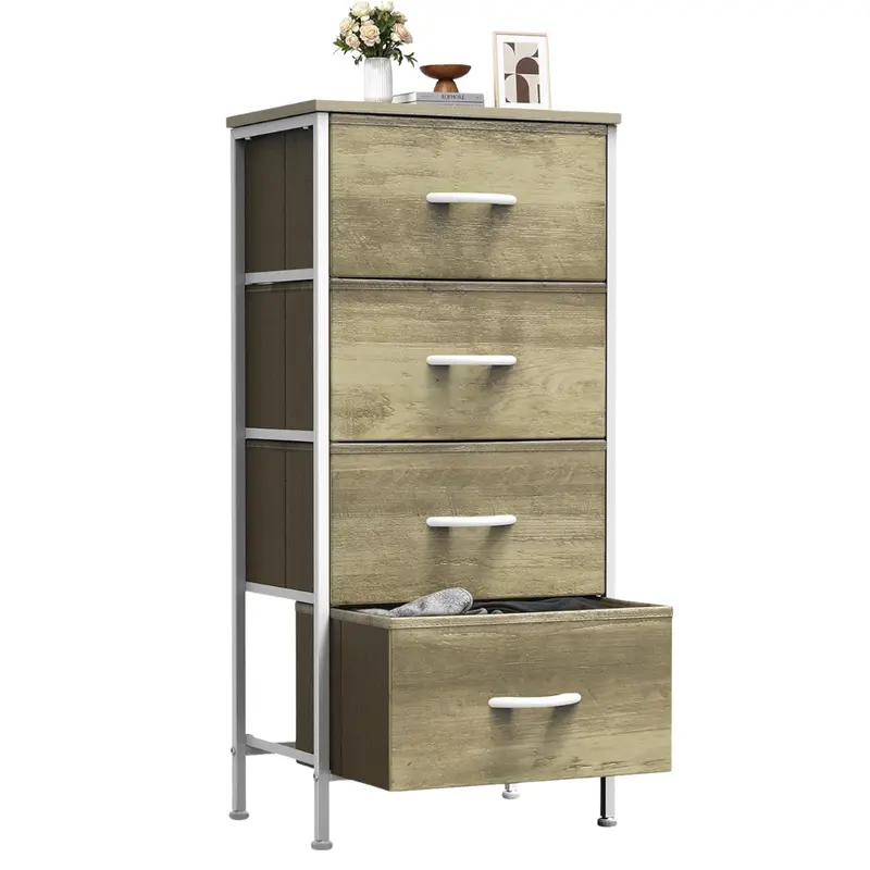 Sweetcrispy Nightstand Small Bedroom Dresser With 4 Fabric Drawers 1
