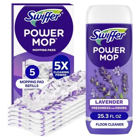 Swiffer Powermop Refill Kit: 10 Pads + 2 Lavender Cleaning Solutions 1