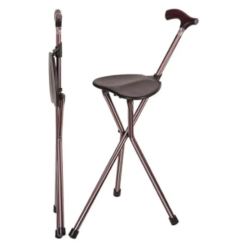 Switch Sticks Folding Walking 34" Tall Quad Cane With Seat 1