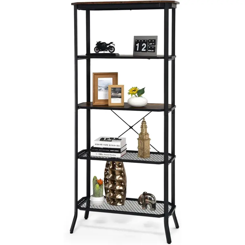 Tangkula 5 Tier Freestanding Storage Shelving Unit Bookshelf 1