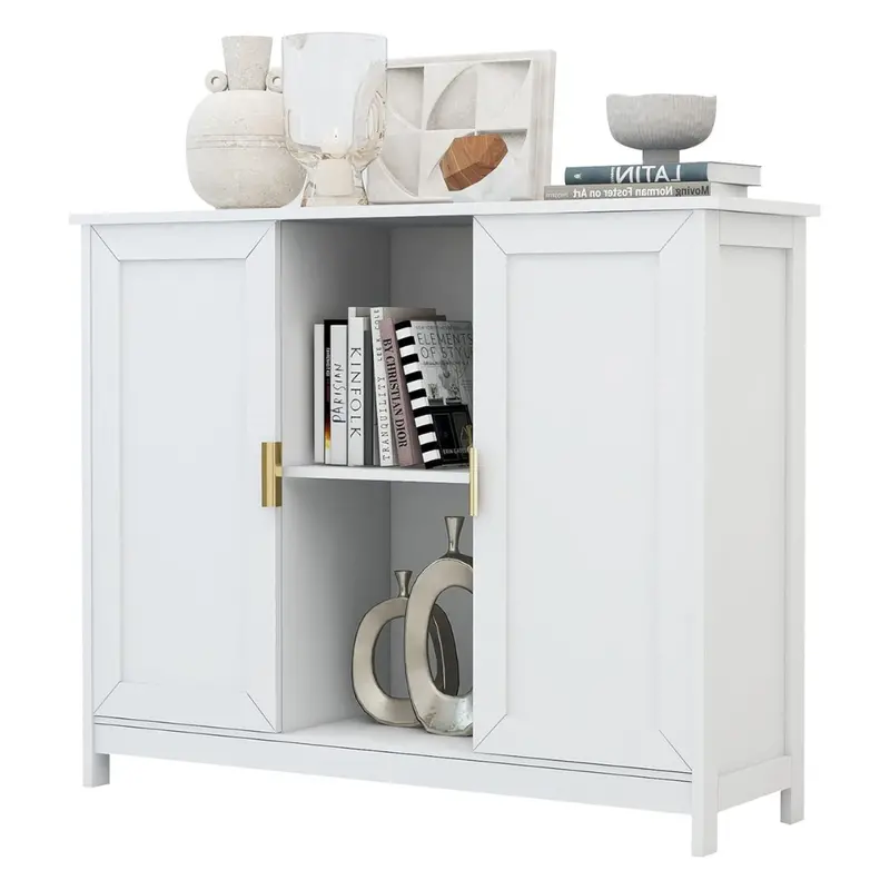 Taohfe White Buffet Cabinet With Storage 1