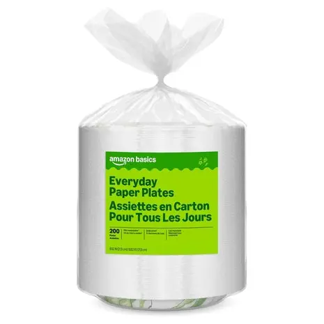 Targeted: 200 Amazon Basics Disposable Paper Plates (8.62") 1