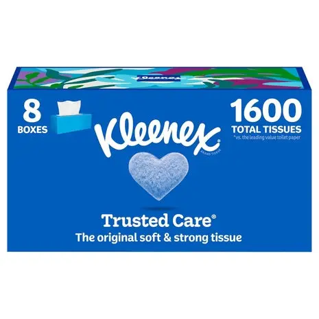 Targeted: 8 Flat Boxes Kleenex Trusted Care Facial Tissues 1