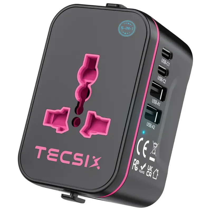Tecsix Universal Travel Adapter W/ Multi Outlets 1