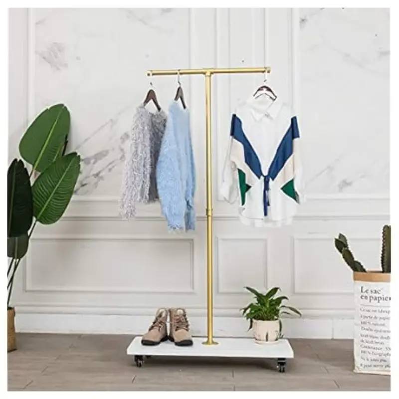 Tianman 59" Gold Industrial Pipe Coat Hanger Stand 1