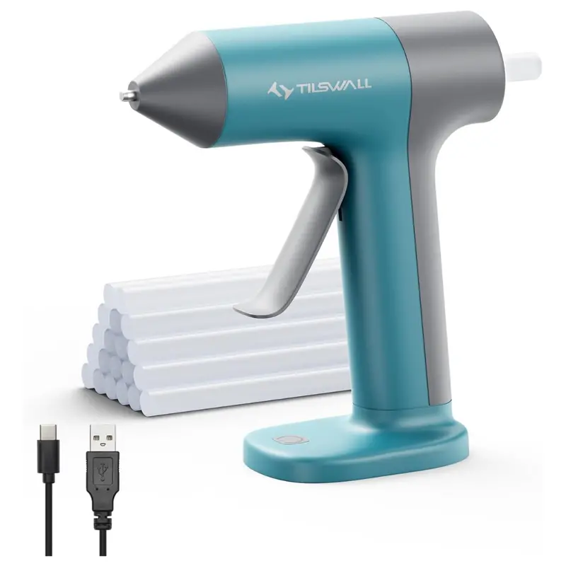 Tilswall Rechargeable Cordless Hot Glue Gun W/ 20 Glue Sticks 1