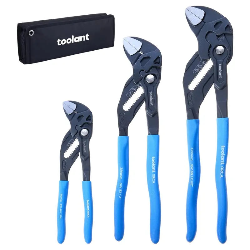 Toolant 7"/10"/12" Cr-V Construction Pliers Wrench Set W/Pouch 1