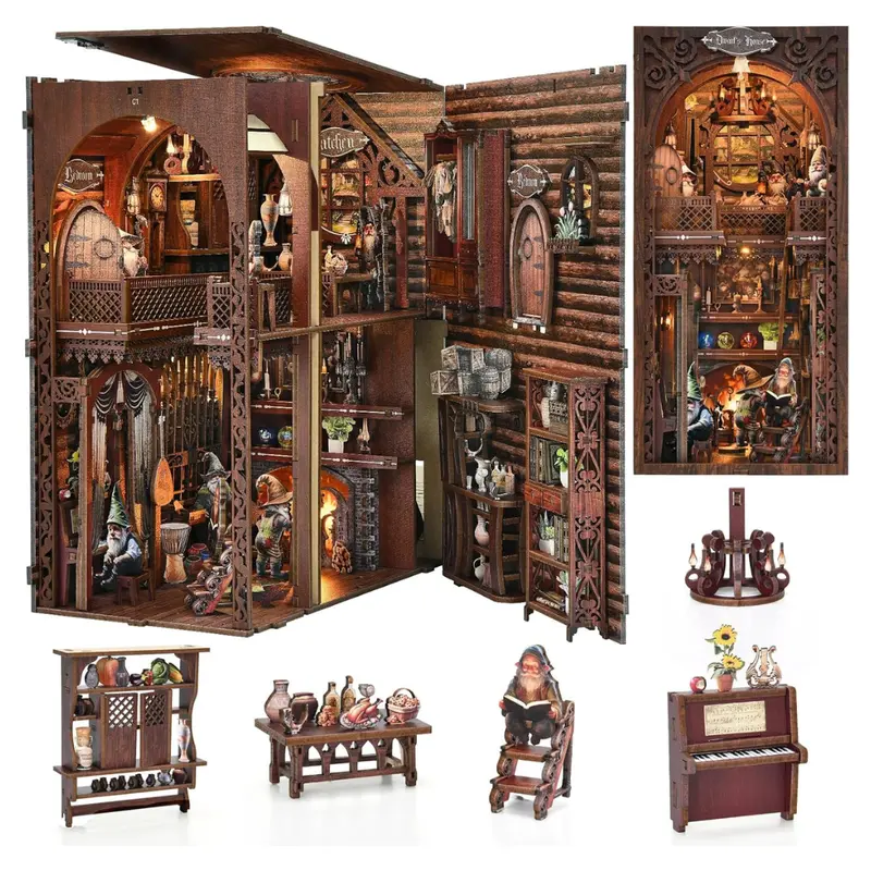 Toyqi 3D Book Nook Wooden Puzzle Kit W/ Led Light 1