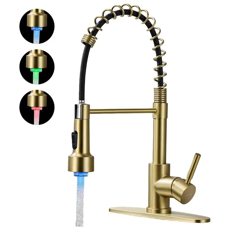 Toywia Led Gold Kitchen Faucets With Pull Down Sprayer 1
