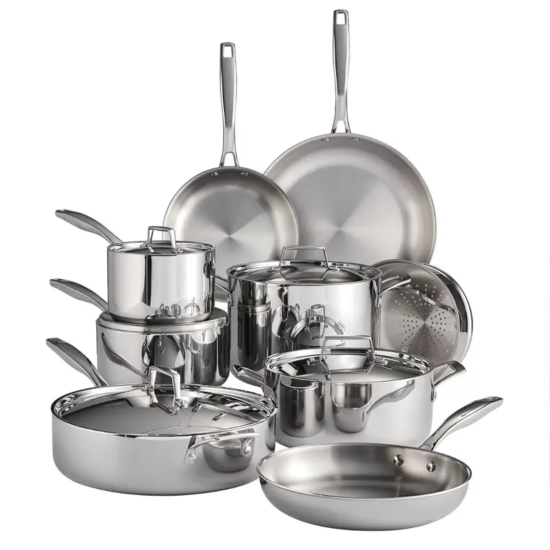 Tramontina 14-Piece Tri-Ply Clad 18/10 Stainless Steel Cookware Set 1