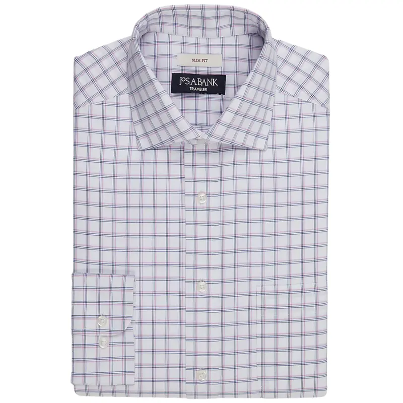 Traveler Collection Slim Fit Plaid Dress Shirt 1