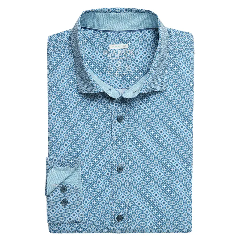 Traveler Motion Tailored Fit 4-Way Stretch Geometric Sport Shirt 1