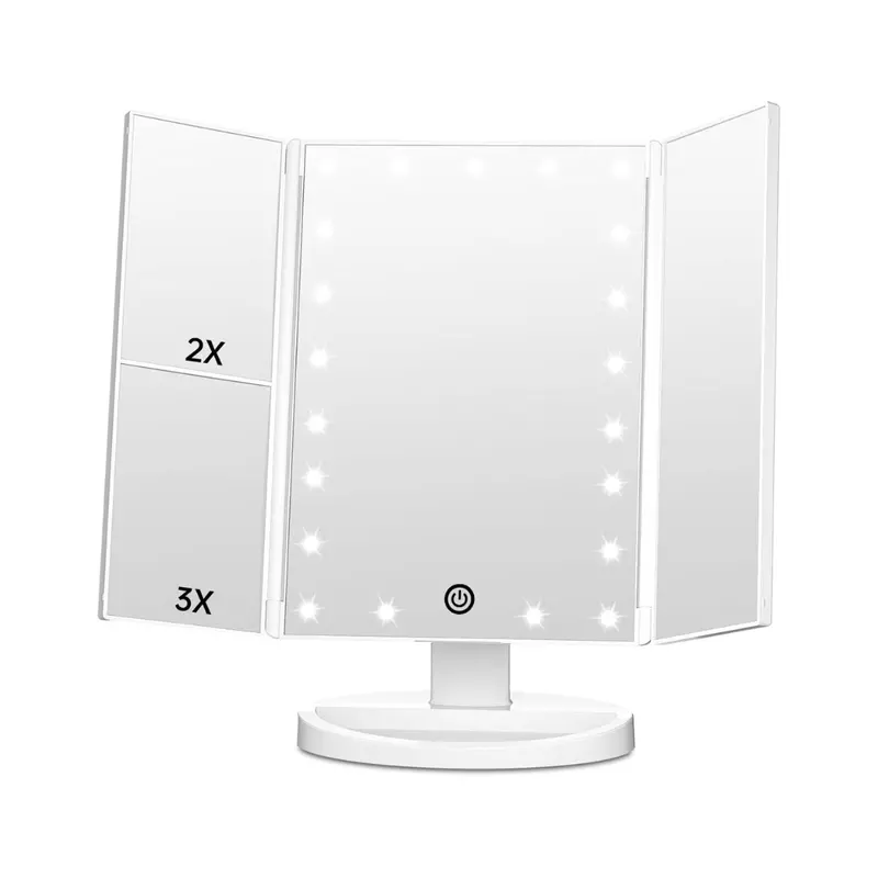 Trifold 2X/3X Magnification Vanity Mirror W/ 21 Led Lights 1