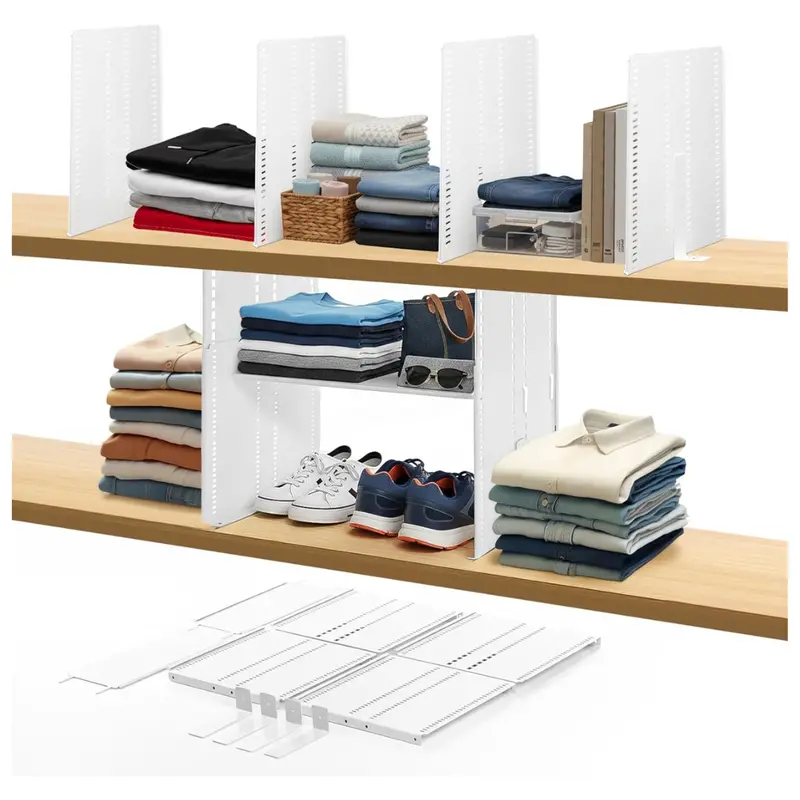 Truebluebamboo Adjustable Height Strong Metal Shelf Divider Organizer 1