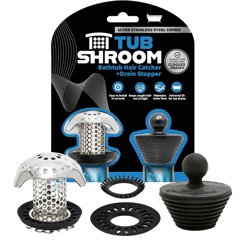 Tubshroom Ultra Hair Catcher & Drain Stopper (Stainless Combo) 1