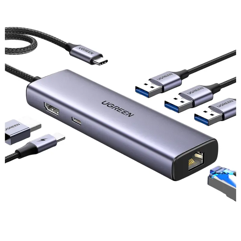 Ugreen Revodok 6-In-1 Usb C Hub Gigabit Ethernet Adapter 1