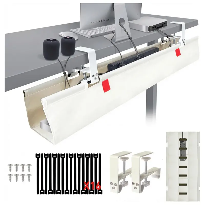 Under-Desk Cable Management Tray With Ties 1