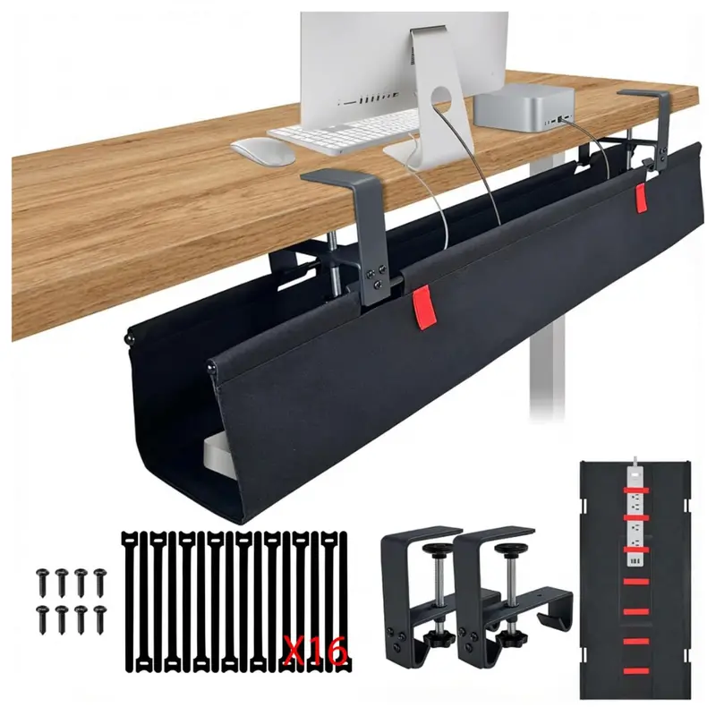 Under Desk Cable Management With Silicone Pads 1