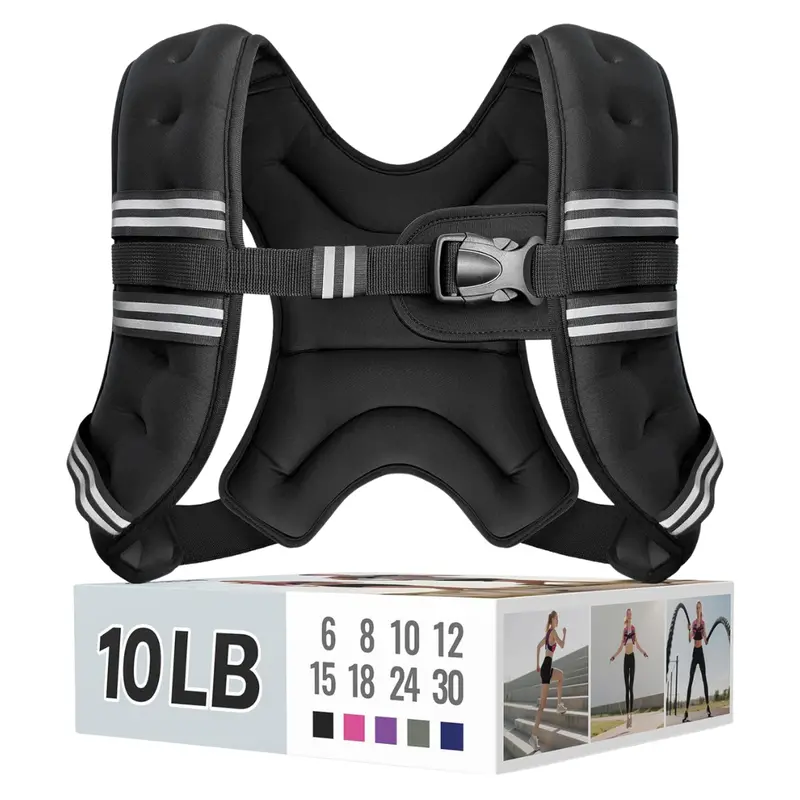 Unisex 10 Lb Adjustable Weighted Vest With Reflective Stripe 1
