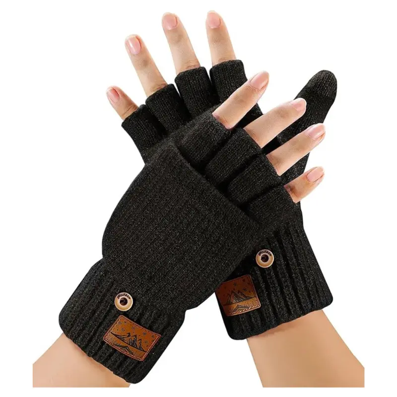 Unisex Winter Fingerless Gloves With Flip 1