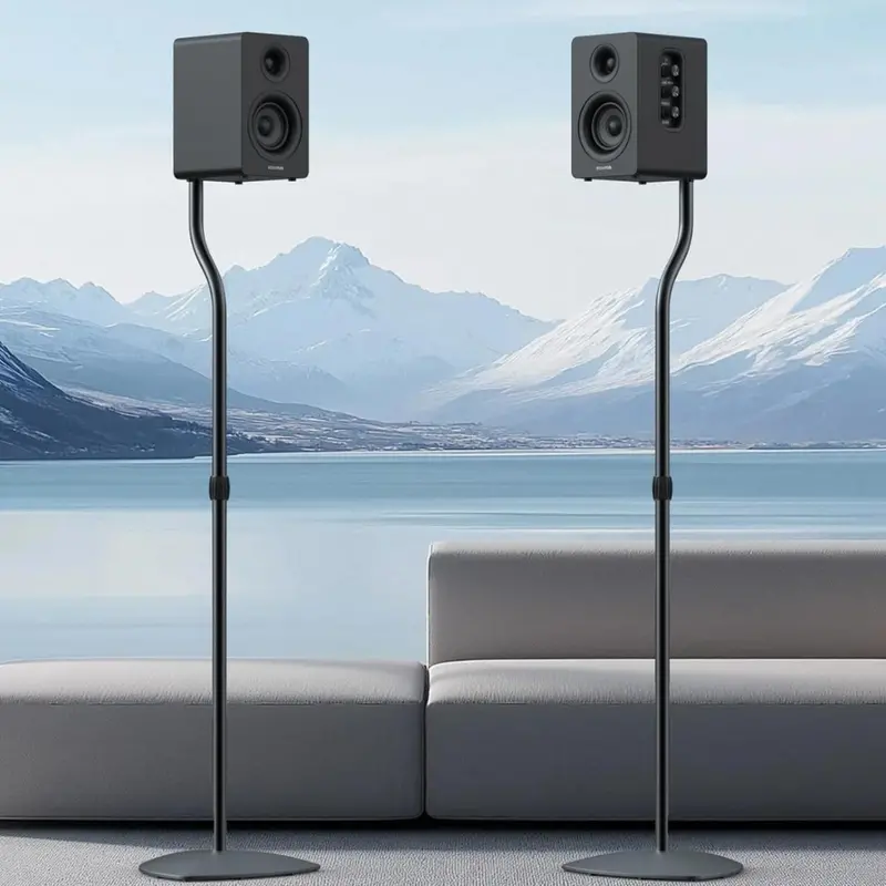 Universal Adjustable 28-38" Satellite & Bookshelf Speaker Stands (Pair) 1
