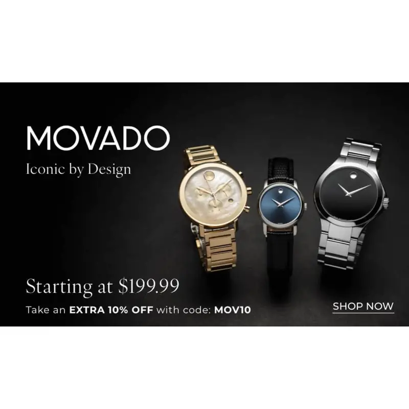 Up To 80% Off + Extra 10% Off On Movado Watches At Ashford 1