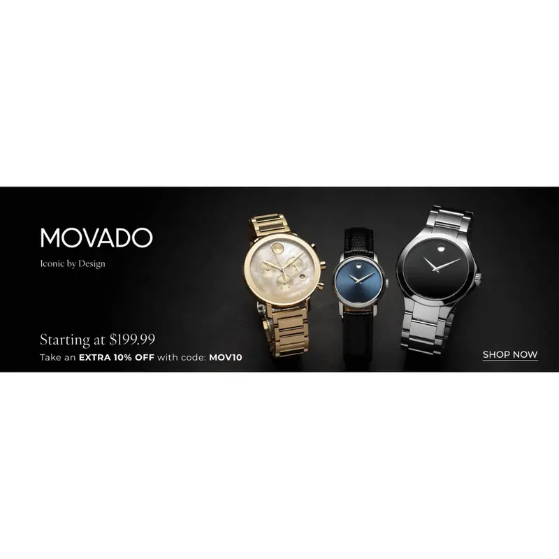 Up To 80% Off + Extra 10% Off On Movado Watches At Ashford 1