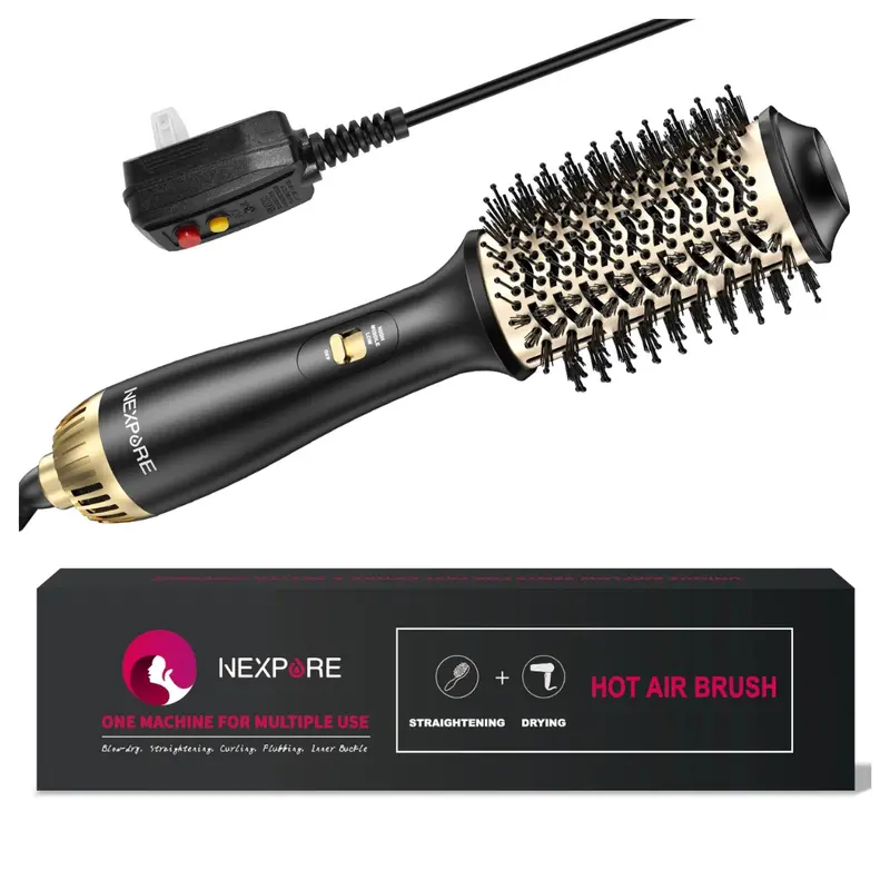 Upgraded 4-In-1 Ion Anti-Frizz Titanium Barrel Hot Air Hair Dryer Brush 1